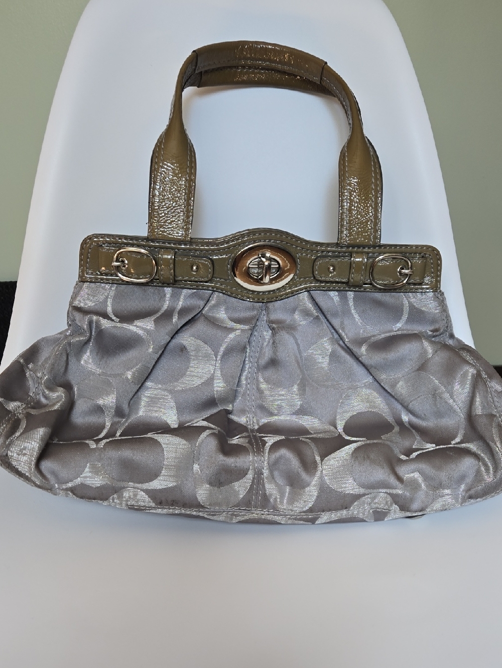 Coach Silver And Olive Garnet Bag